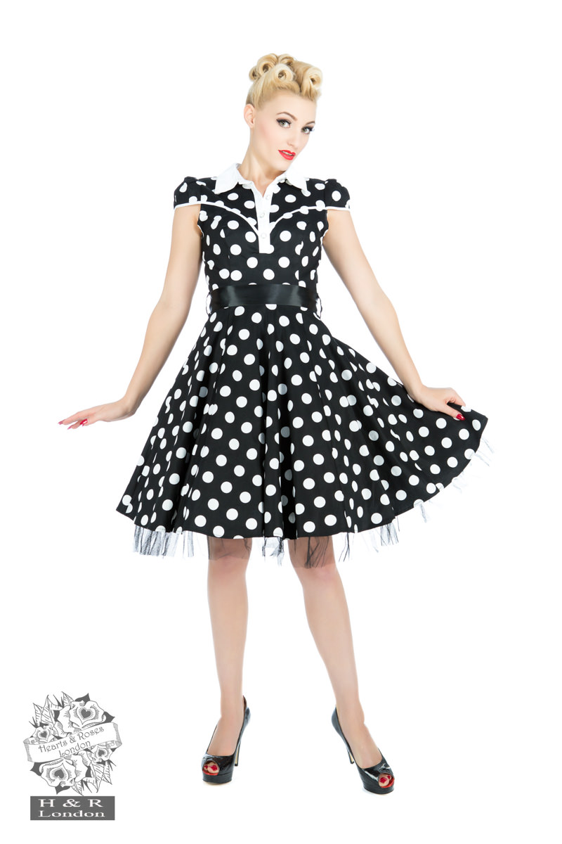 Black White Big Polka Dot Long Dress